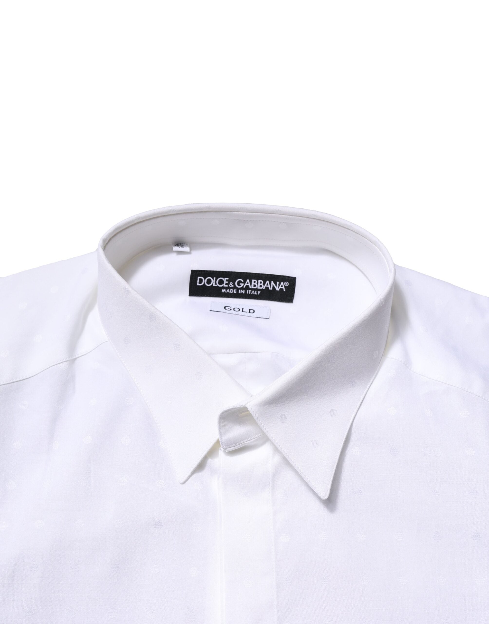 Dolce & Gabbana White Cotton GOLD Long Sleeves Formal Shirt